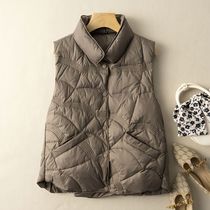 200 pounds 90 white duck down light and thin down vest vest for women with artistic retro design 2024 spring new style