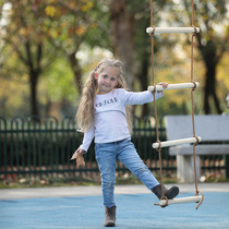 Red House indoor and outdoor sports accessories swing double-headed six-speed wooden childrens climbing ladder