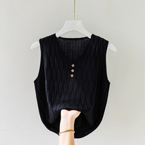 Ice Silk Camisole Womens Top Loose Large Size Covering Flesh and Sleeveless Knitted Bottoming Top 2024 New Style