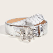 Japan FC new belt American retro fashion rhinestone buckle style personalized belt subculture black pants belt trend