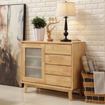 Nankang Furniture Nordic solid wood sideboard rubber wood wine cabinet furniture simple bowl kitchen cabinet direct sales