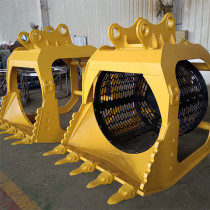 Chengde hydraulic rotary excavator screening bucket screening sand and gravel separation screen rotary screening bucket