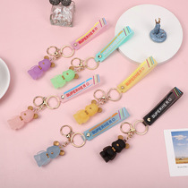 Creative Cartoon Jelly Bear Keychain Pendant Mens Car Doll Keychain Cute Couple Gift
