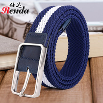 New Korean style breathable elastic elastic belt for men and women elastic alloy head canvas braided belt youth belt