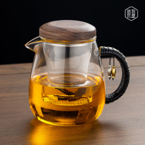Heat-resistant thickened glass mushroom cup filter flower teapot walnut tea cup office small Japanese-style constant temperature
