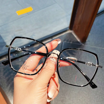 2023 new fashion polygonal tr90 anti-blue light personalized square frame plain glasses can be equipped with myopia glasses
