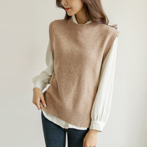 Intellectual and fashionable solid color versatile knitted vest for women in spring and autumn 2022 autumn V-neck vest