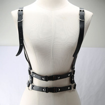 Special style punk suspenders leather belt chest strap suspender body straps