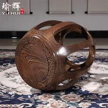 Mahogany drum stool antique Chinese solid wood round stool chicken wing wood drum pier rosewood pier guzheng stool living room coffee table low stool