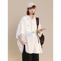 Fat MM extra large size 300 pounds Japanese style JK short-sleeved shirt for women summer high-end loose polo collar shirt jacket 2