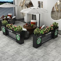 Outdoor wrought iron flower box combination cafe restaurant rectangular flower trough commercial street square sales department outside flower bed