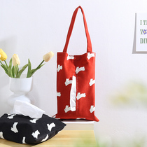 INS rabbit tissue bag car seat back tissue bag fabric cute household tissue box set kitchen home can be hung