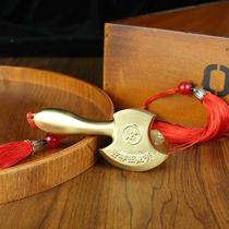 Bronze art handpieces brass axes Fu character axes always carry auspicious metal crafts tassels