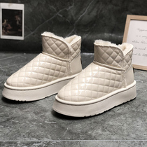 Thickened snow boots for women in summer and winter thick-soled heightening muffin non-slip waterproof and warm plus velvet fur all-in-one cotton boots