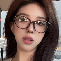 TR ultra-light glasses frame 2024 new cat eye black frame myopia can be equipped with degree female anti-blue light slimming flat frame