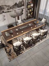 New Chinese style solid wood tea table and chair combination log large board tea table office Zen Kung Fu tea table home coffee table