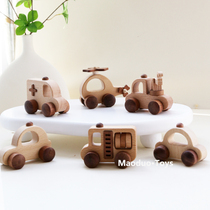 Infants and toddlers learn to crawl grow up rescue police car ambulance inertia car fire truck unpainted logs chew and play with MD