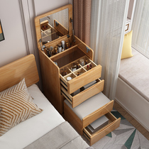 #Solid wood dressing table and cupboard integrated with foldable mirror Nordic bedroom bedside and end small mini makeup