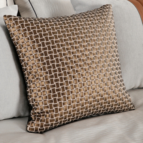 Showroom model room furniture matching bedding light luxury Italian Hong Kong style simple soft furnishing bedding multi-piece set woven leather