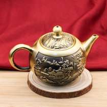 Pure brass landscape painting portable teapot antique brushed office home decoration crafts ornaments factory