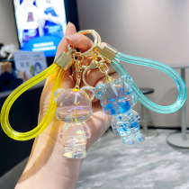 Creative resin doll gold pink bear key chain pendant exquisite and cute car key chain claw machine small gift