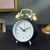 New light luxury metal alarm clock for students special wake-up tool for boys powerful wake-up bedside clock desktop clock simple
