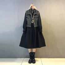 Fat Sister 2024 Spring New Plus Size Womens Clothes Belly Covering Slimming Suit Vest Dress Fashionable Two-piece Suit