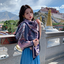 Outdoor leisure new imitation cashmere scarf for women retro horse travel outer scarf Korean style personalized warm shawl