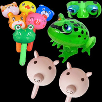 New inflatable luminous frog childrens inflatable toy with bell cartoon pig head stick inflatable hammer toy