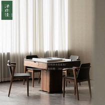 Solid wood mahjong table fully automatic home dining table two-purpose all-in-one electric mahjong machine new Chinese style black walnut chess and card table