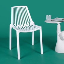 Nordic plastic chair backrest household plastic leisure outdoor chair thickened cafe dining chair hollow striped stacking