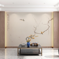 New Chinese style Chinese painting flowers birds ink and fish wallpaper living room sofa TV background wall mural decoration wallpaper wall covering
