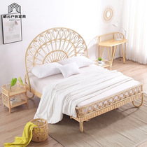 Rattan furniture real rattan Indonesian rattan bed simple screen creative bedroom B&B hotel rattan double bed