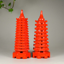Cinnabar purple gold sand Wenchang Pagoda nine-story pagoda ornaments red sand thirteen-story pagoda crafts Chinese retro decoration