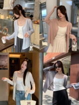 Ah Yi Lyocell NAIA acetate knitted sunscreen cardigan for women in summer thin style slightly see-through long-sleeved top
