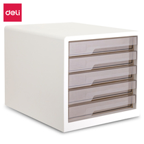Deli desktop filing cabinet transparent drawer type 5-layer filing cabinet 4-layer low cabinet white black transparent drawer important