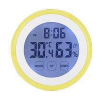 New round touch screen thermometer and humidity meter with clock alarm clock household thermometer electronic temperature and humidity