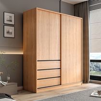 Nordic sliding door wardrobe modern minimalist bedroom home size sliding door log style finished storage wardrobe