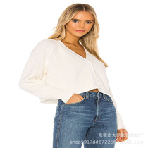 21 new summer styles eBay Amazon Wish European and American V-neck loose long-sleeved knitted top short sun protection cardigan