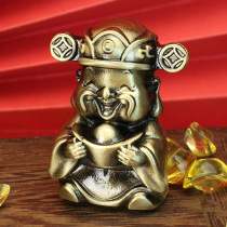 Light luxury Tang Teng all-brass casting God of Wealth Yuanbao to send wealth car desktop ornaments creative small gifts brushed seal