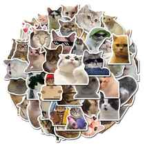 50PCS Cat MEME Funny Animals Stickers Vintage Toy DIY Kids N