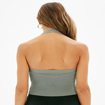 2024 Foreign Trade Amazon Summer Hot Girl Backless European and American Clothes Beach Halter Cross-Border Knitted Woolen Suspenders