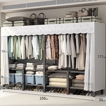 K installation-free wardrobe double bedroom folding simple cloth wardrobe rental room reinforced assembled steel frame storage cabinet