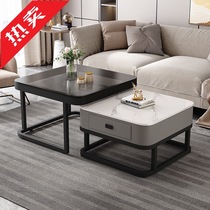 ij Nordic square slate coffee table light luxury modern simple internet celebrity small apartment living room home size combination creative