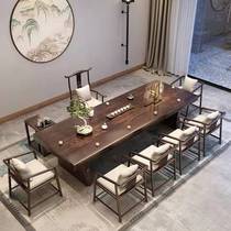 2.8m office kungfu tea table with Zen design solid wood large board tea table log new Chinese style tea table and chair combination