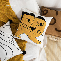 Nordic ins style cartoon tiger pillow cute doll cushion living room sofa pillow bed bay window pillow case