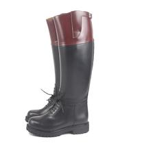 American mounted police boots customized with high-gloss open edge beaded cowhide riding boots with lace buckle fox hunting splicing Dana American AA