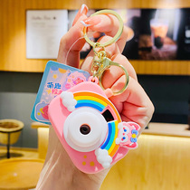 Cartoon Rainbow Projection Glowing Camera Gift Student School Bag Pendant Creative Cute Keychain Small Gift