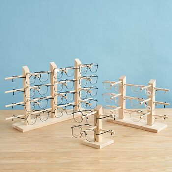 Solid wood glasses store storage rack display installation