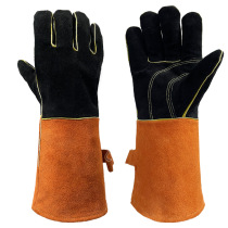 Welding gloves long thickened barbecue welder leather gloves construction site work wear-resistant labor protection gloves